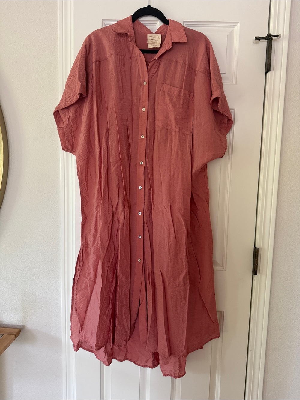 Free People Button-Front Maxi Dress in Rosewood, XS-Small